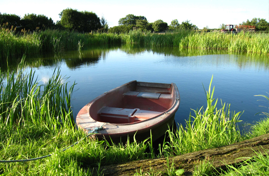 kleiner Teich mit Boot
